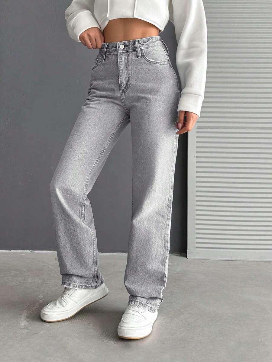 SZARE SPODNIE JEANS