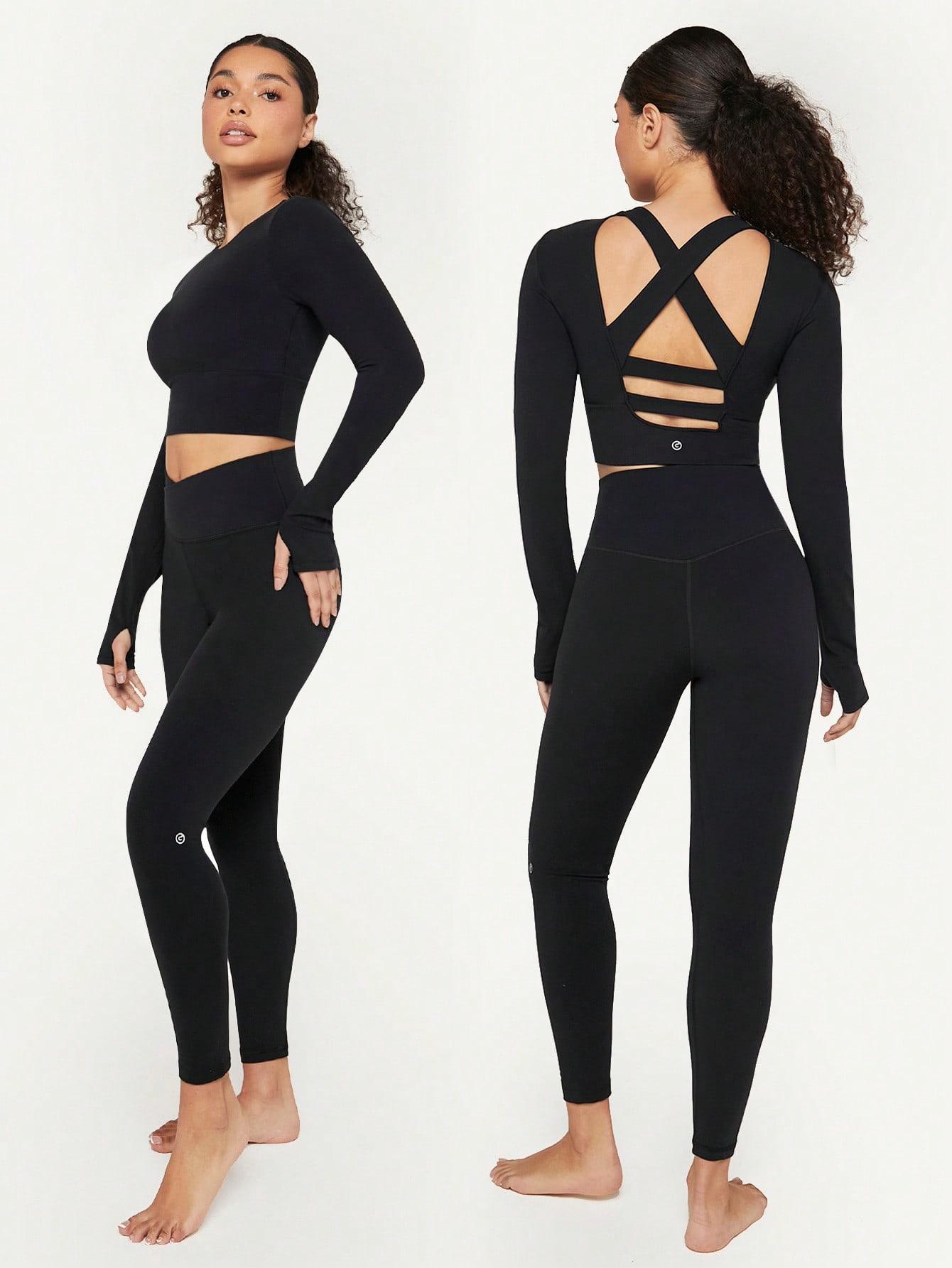 top sportowy z długim rękawem cross back