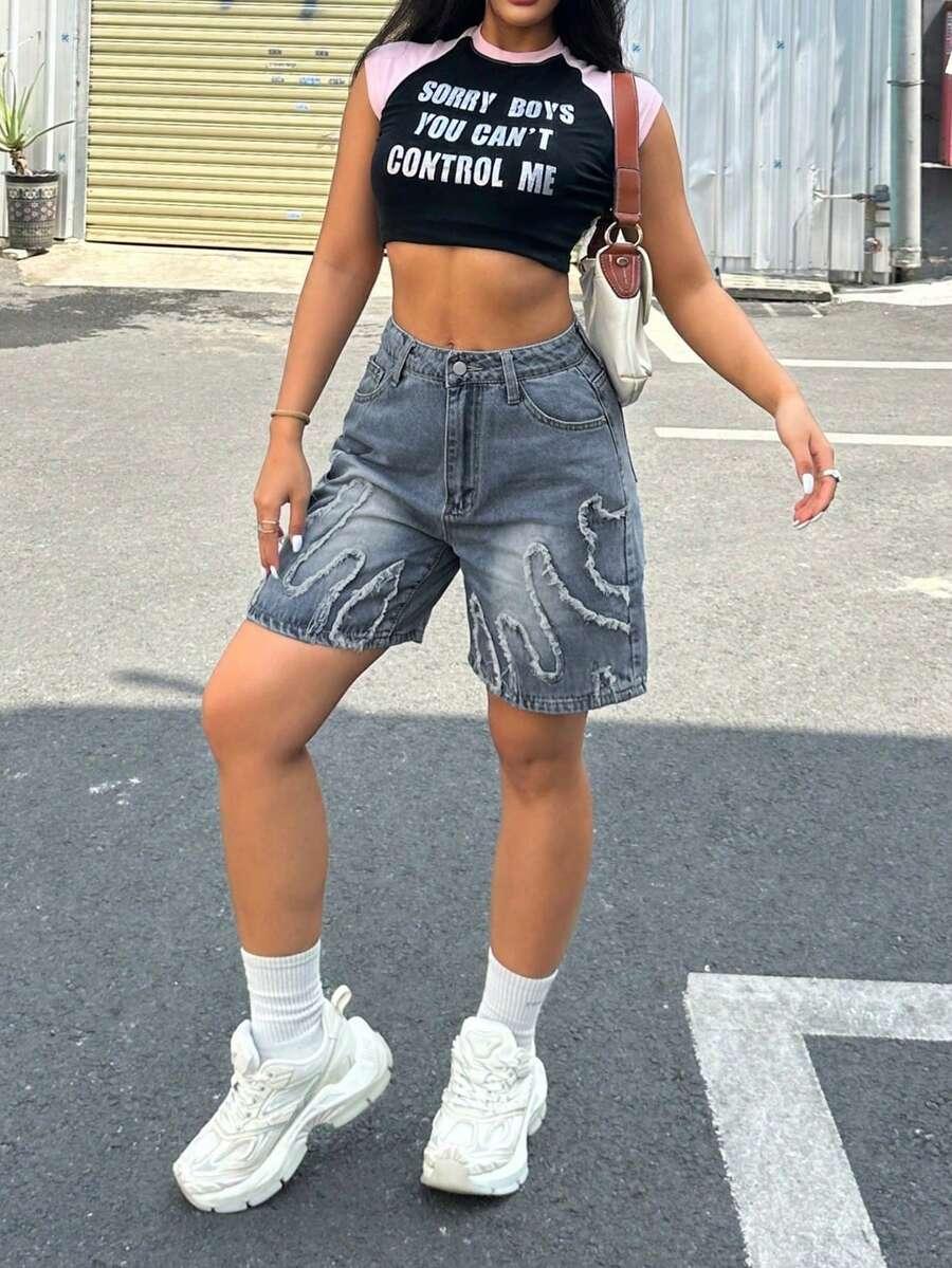 krótkie spodenki jeans ripped