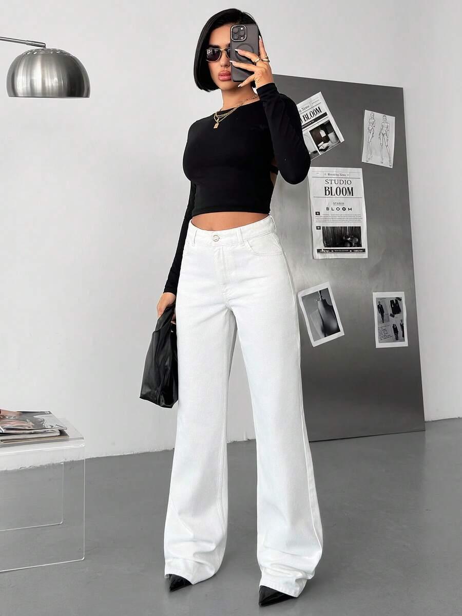 BIAŁE SPODNIE JEANS