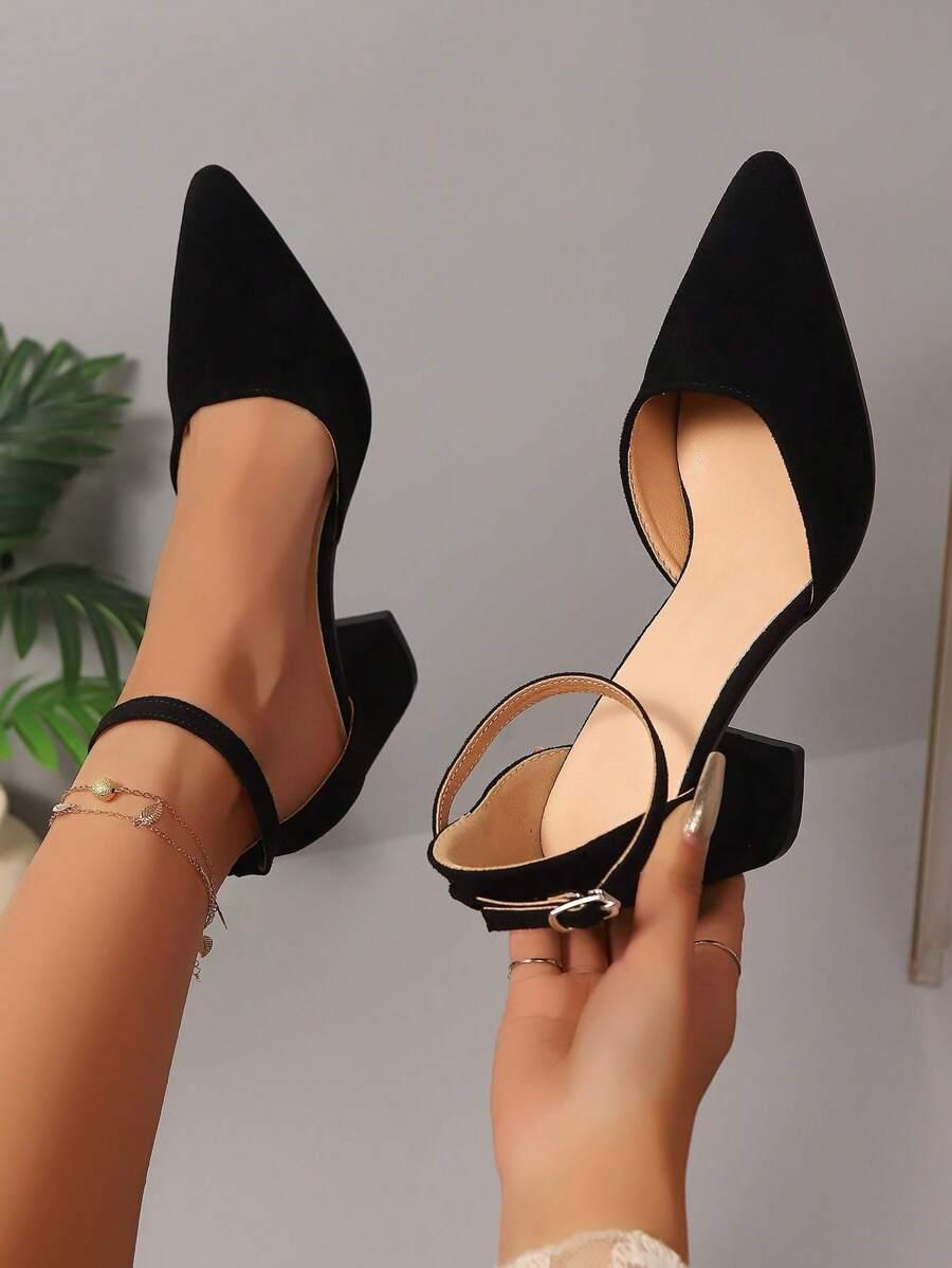 CZARNE CZÓŁENKA SZPIC IMITACJA ZAMSZU