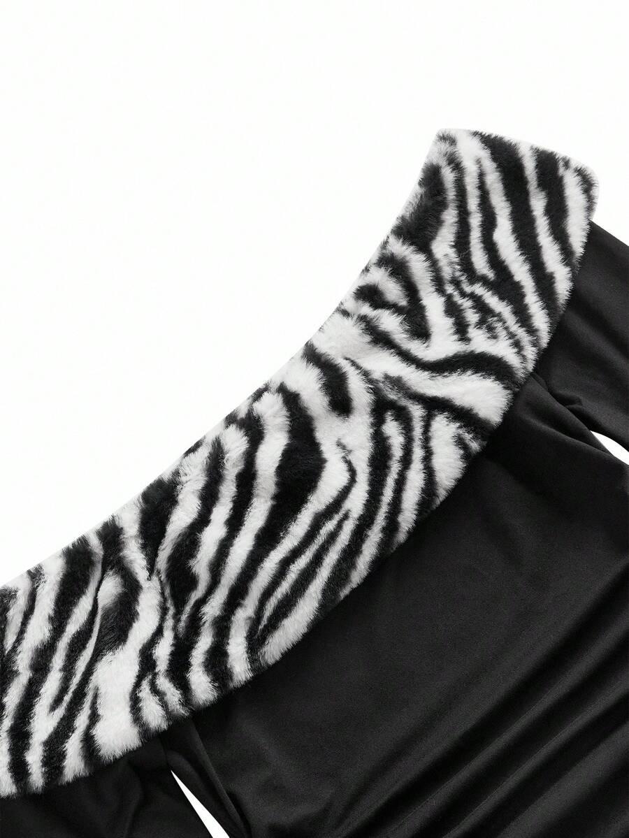 BLUZKA ODKRYTE RAMIONA ANIMAL PRINT 