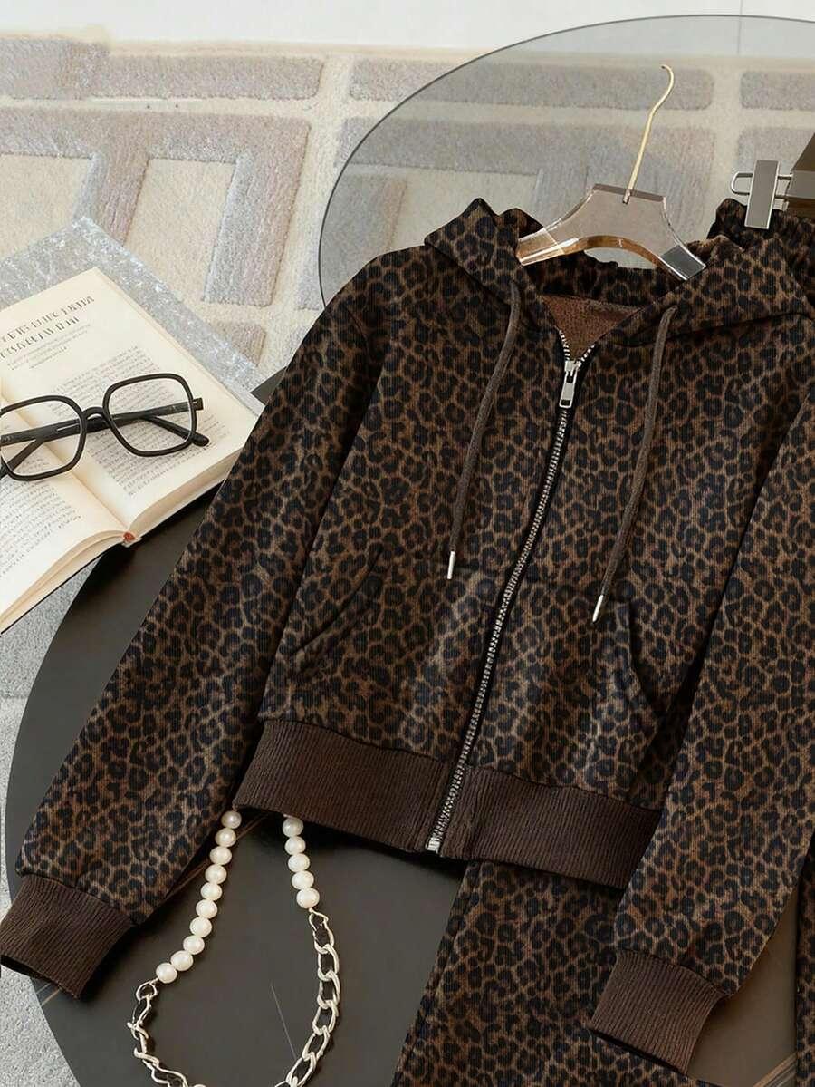 BLUZA SPODNIE KOMPLET DRESOWY ANIMAL PRINT 