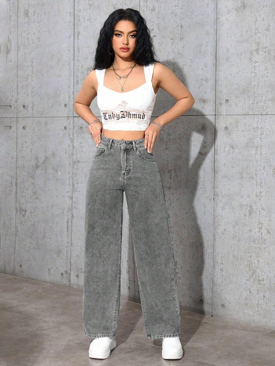 szare spodnie jeans