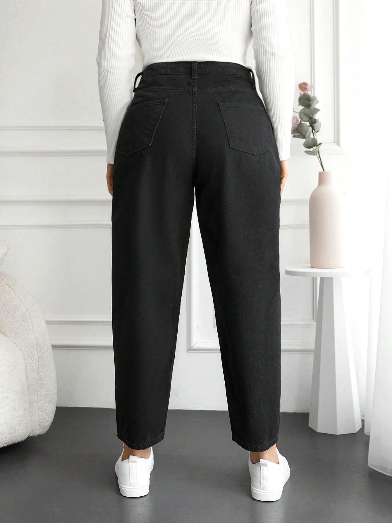 CZARNE SPODNIE MOM JEANS