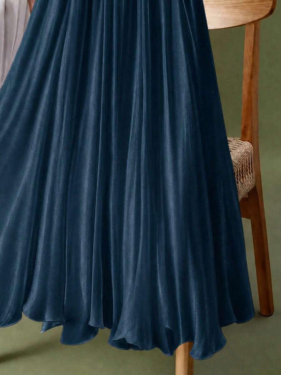 niebieska maxi spódnica