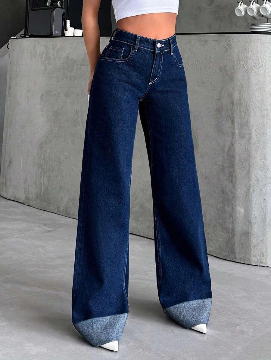 GRANATOWE SPODNIE JEANS