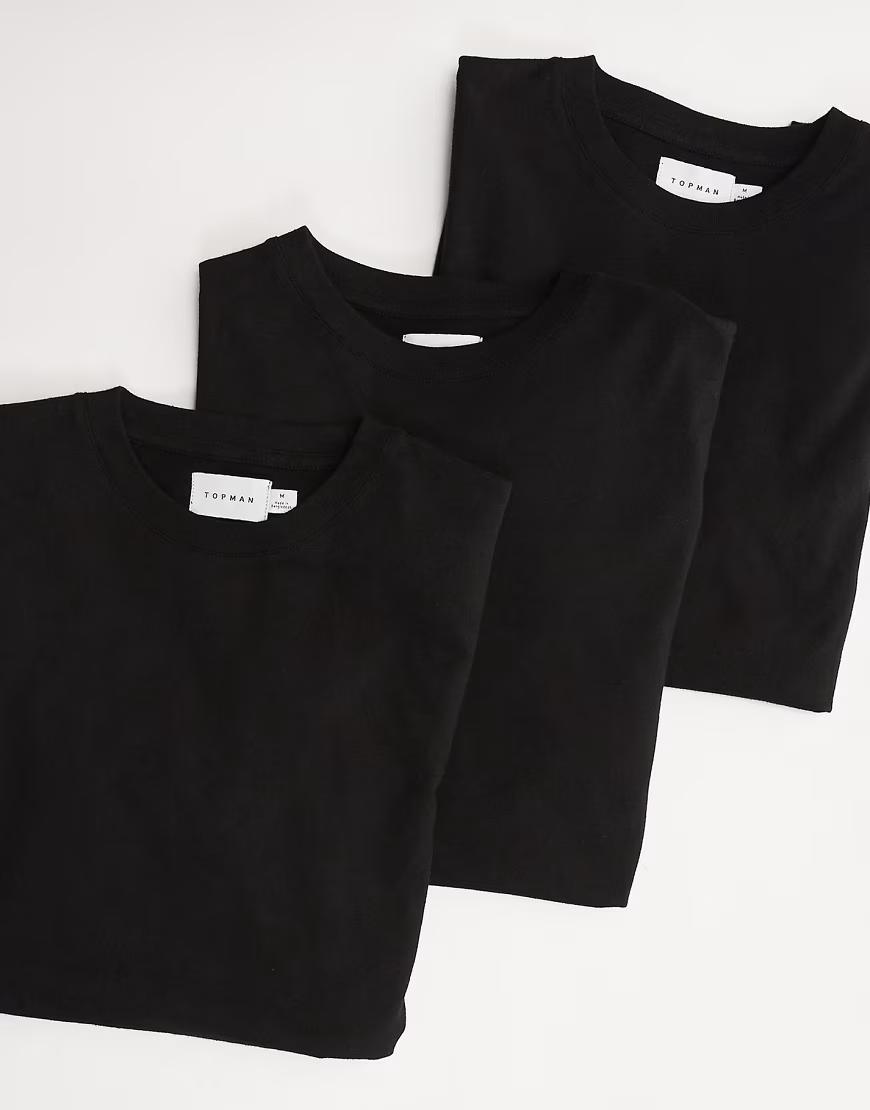 CZARNY T-SHIRT okrągły dekolt 2-PACK