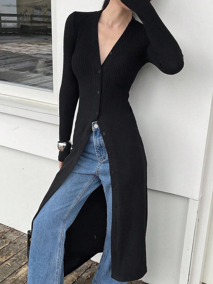 czarny sweter kardigan
