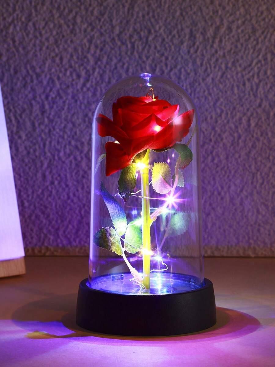 lampka nocna czerwona róża