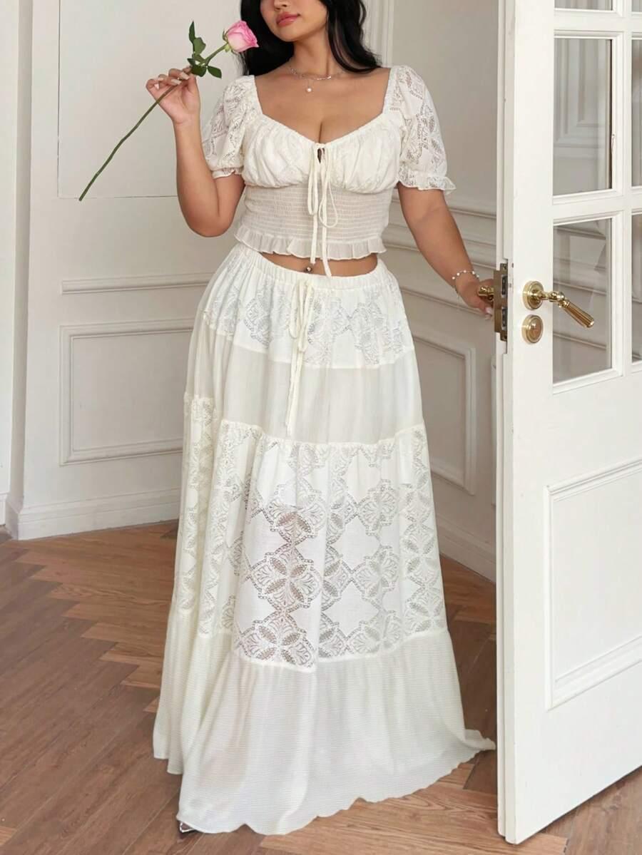 boho komplet top spódnica