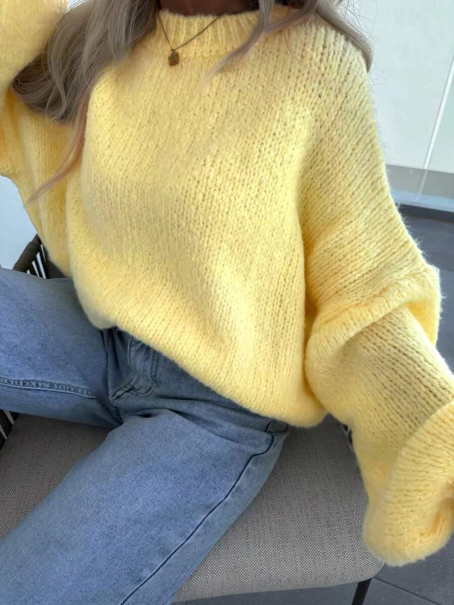 ŻÓŁTY SWETER Z DOMIESZKĄ WEŁNY