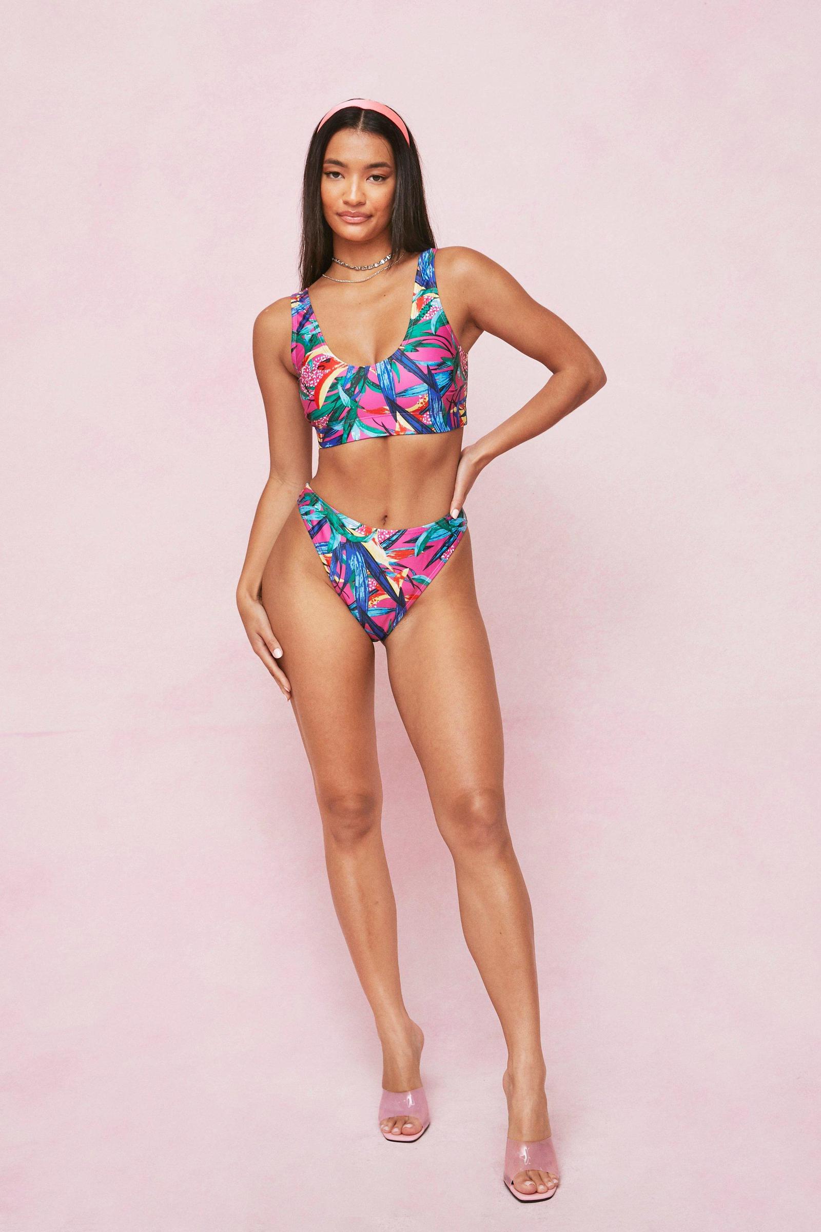 góra bikini tropical print