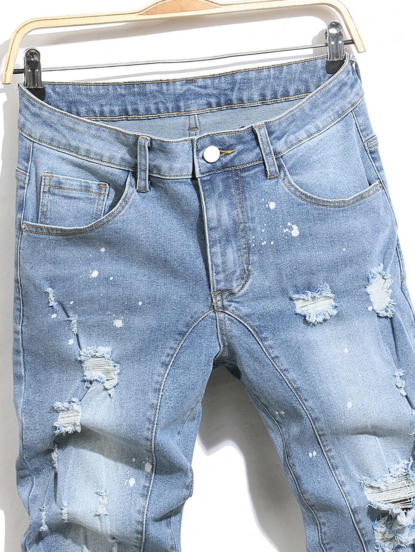 niebieskie spodnie jeans ripped