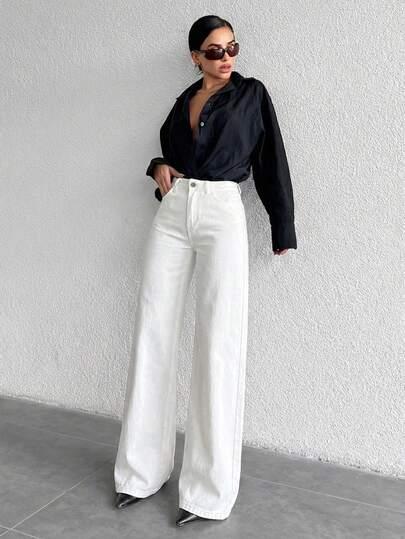 białe jeansy casual