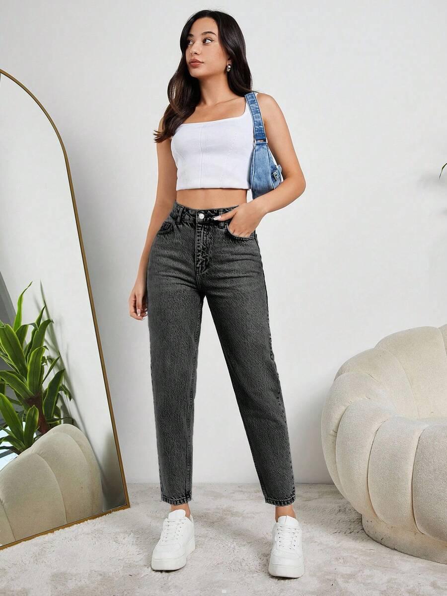 SZARE SPODNIE JEANS