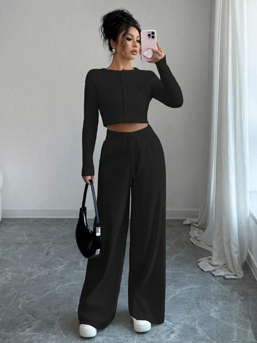 czarny dzianinowy sweter guziki 