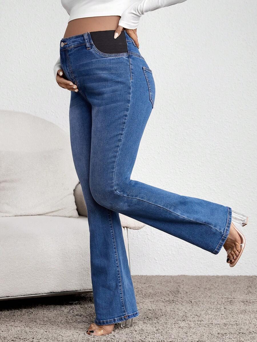 NIEBIESKIE CIĄŻOWE SPODNIE JEANS