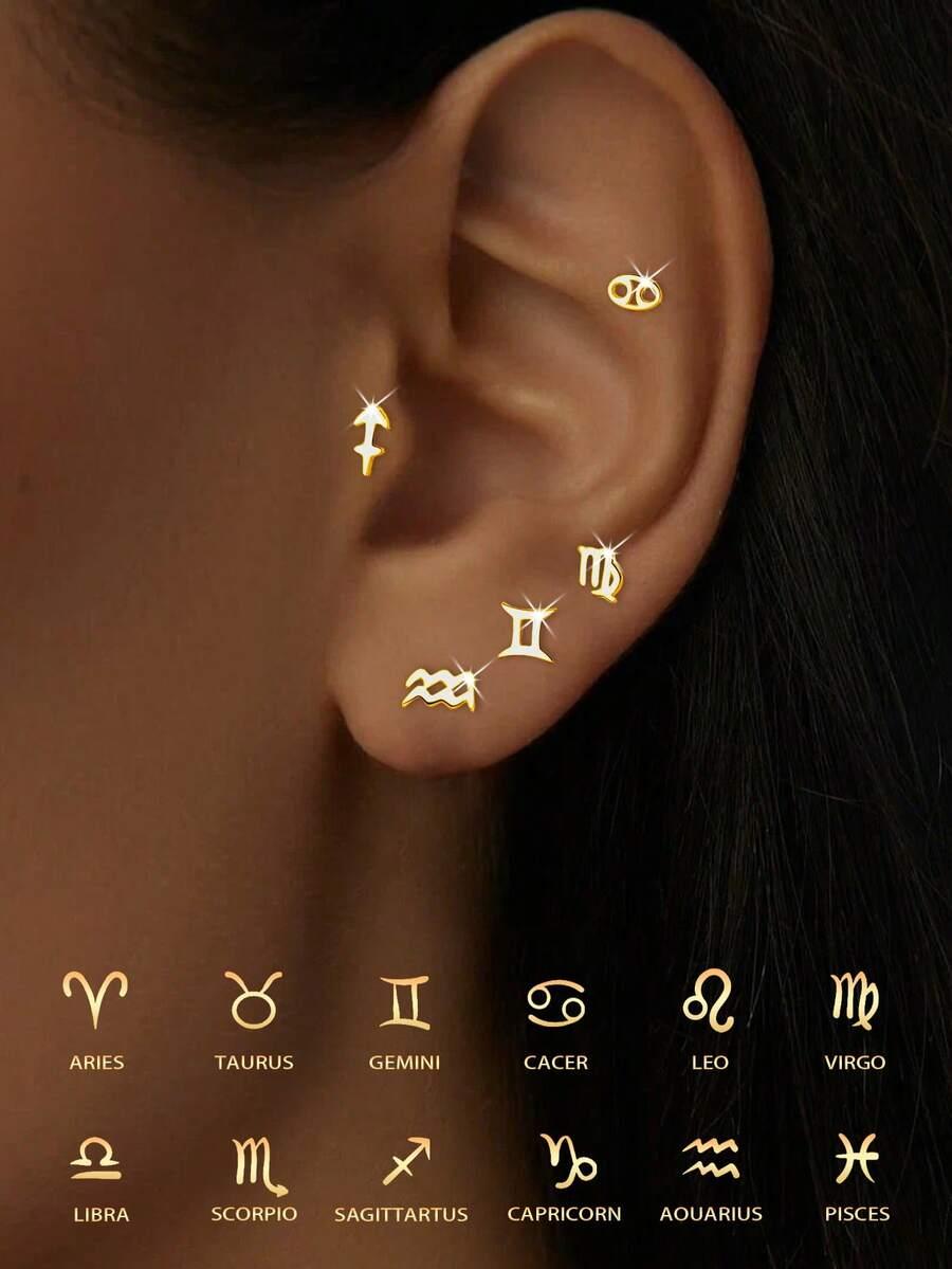 ZŁOTY KOLCZYK ZNAK ZODIAKU RYBY
