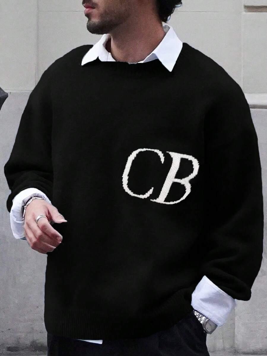 czarny sweter napis 