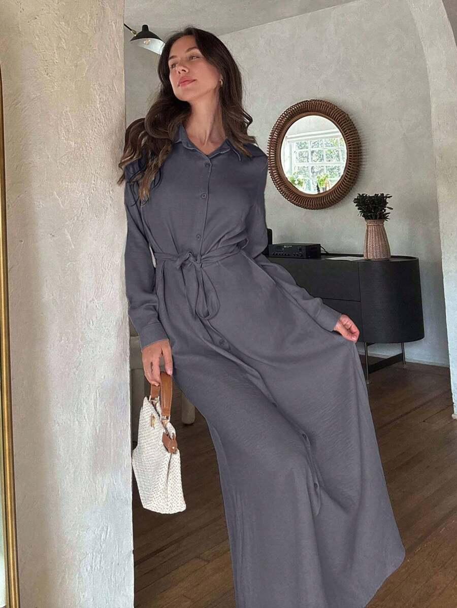 SZARA MAXI SUKIENKA