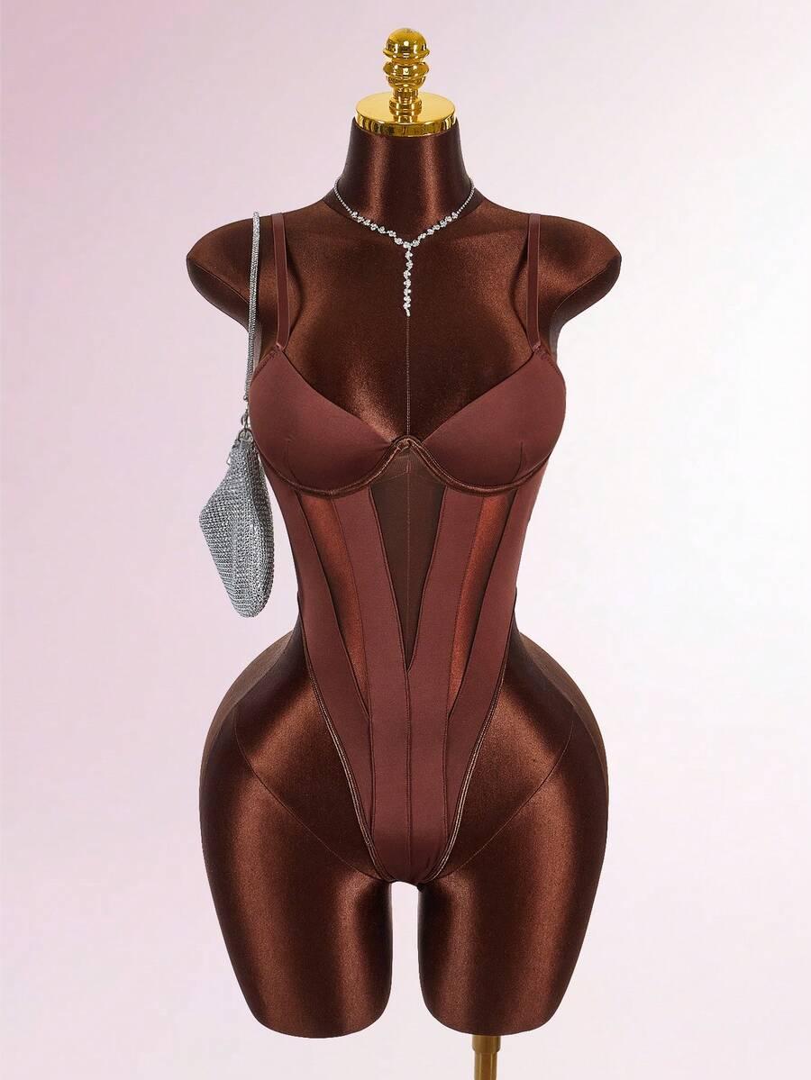 brązowe body siateczka