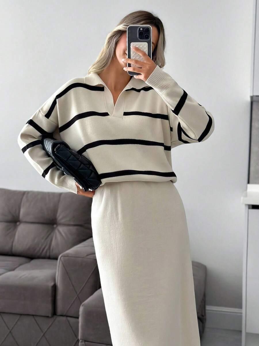 KOMPLET SWETER SPÓDNICA
