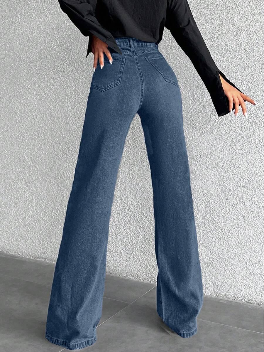 NIEBIESKIE SPODNIE JEANS WYSOKI STAN wide leg