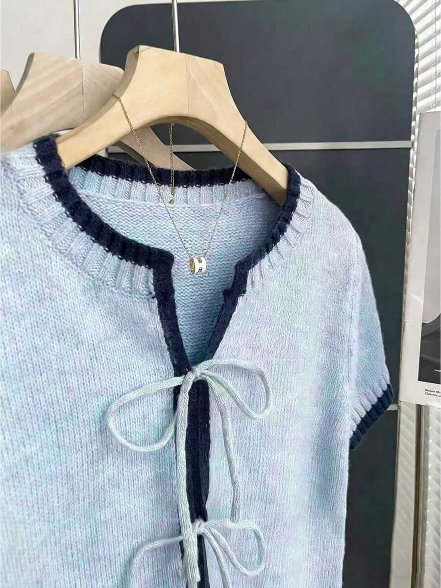 niebieski sweter krótki rękaw