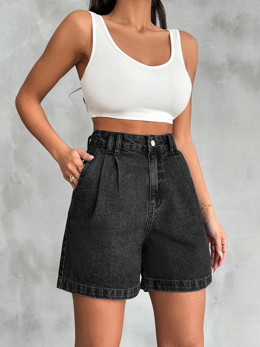 czarne spodenki jeans