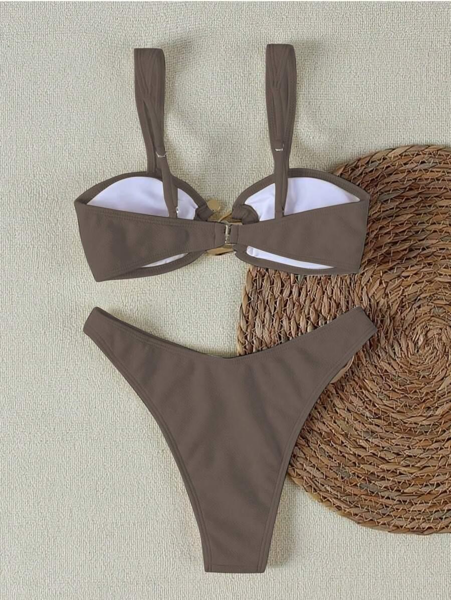 szary komplet bikini zdobienie