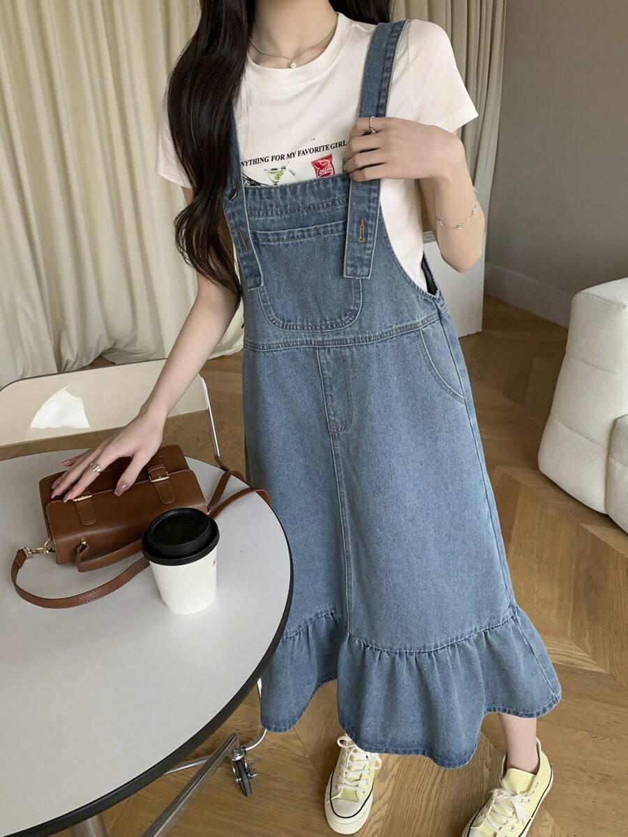 niebieska sukienka jeans