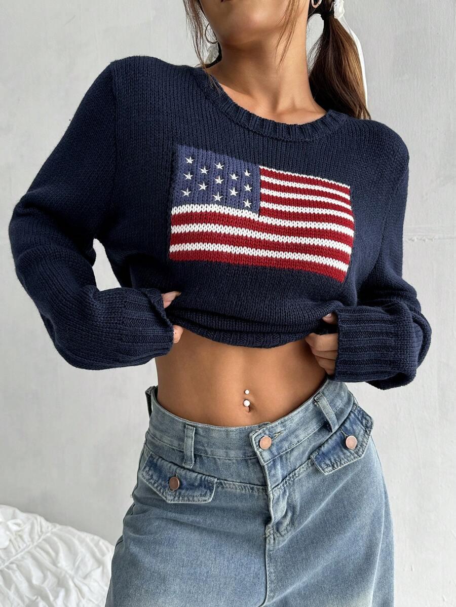 GRANATOWY SWETER FLAGA 
