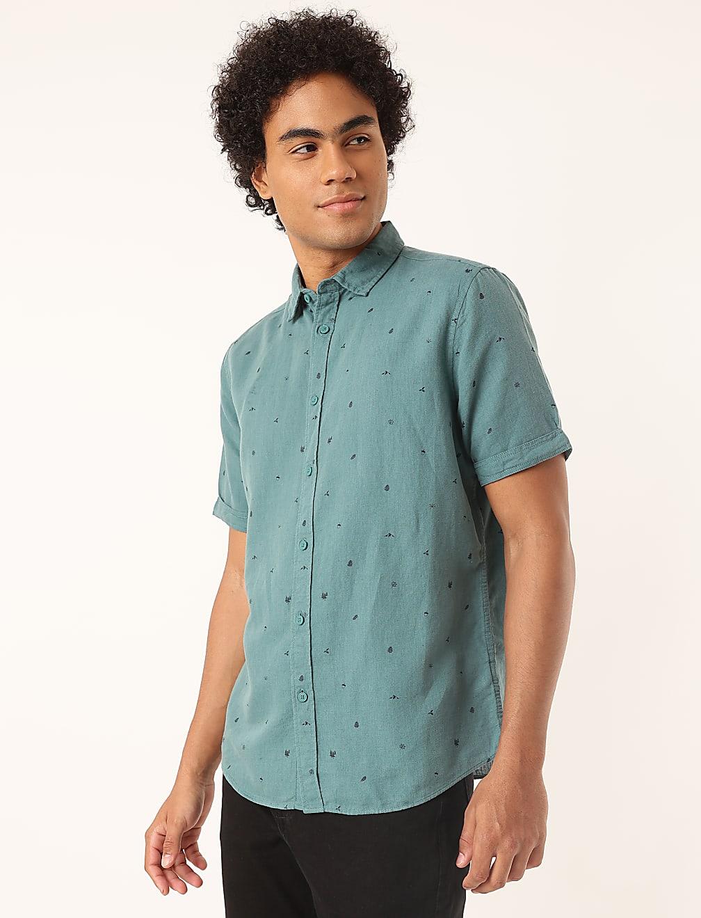 lniana koszula print T25-3923K-XT