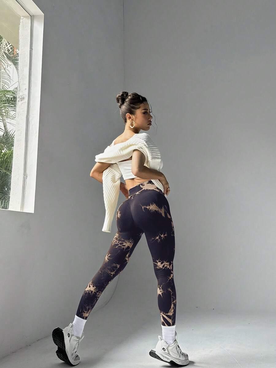 BEZSZWOWE legginsy wysoki stan tie dye