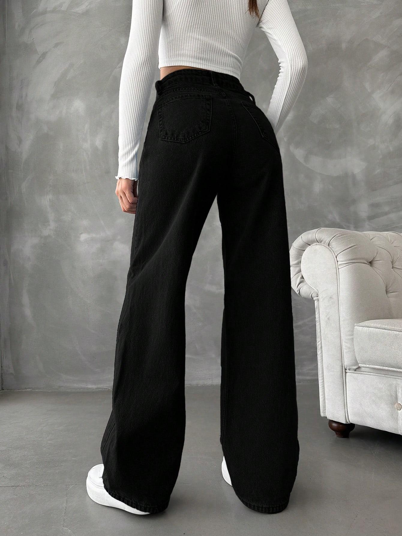 CZARNE SPODNIE JEANS 