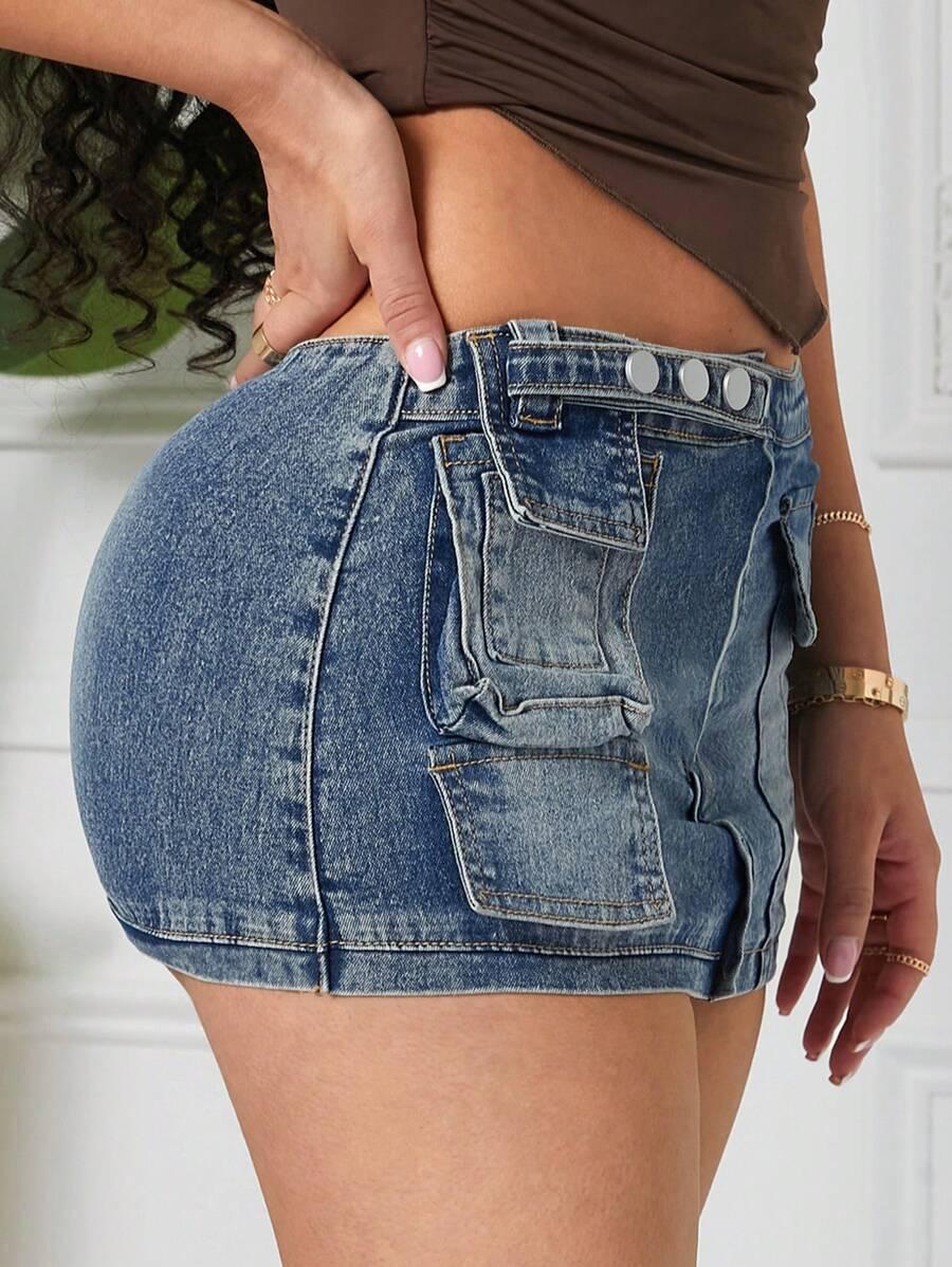 NIEBIESKA MINI SPÓDNICA JEANS