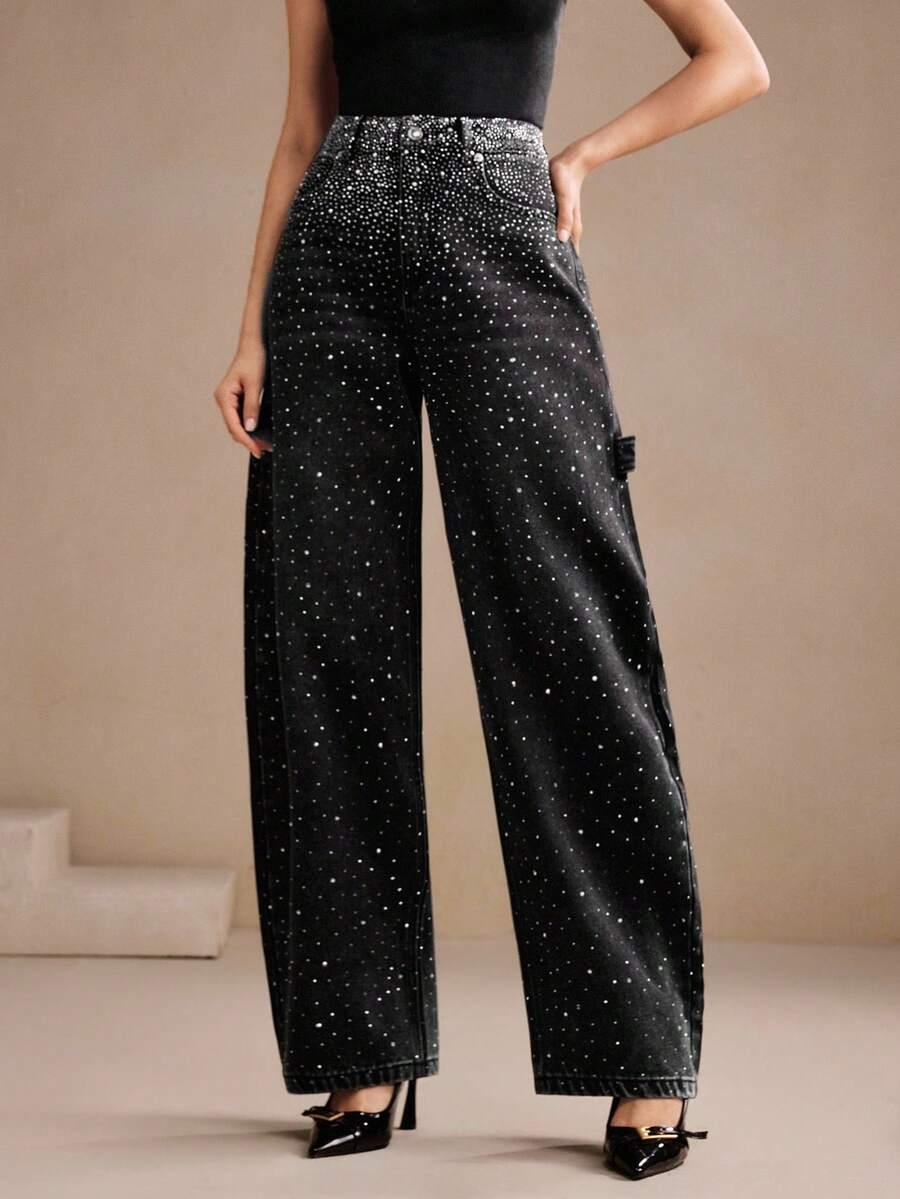 CZARNE SPODNIE JEANS