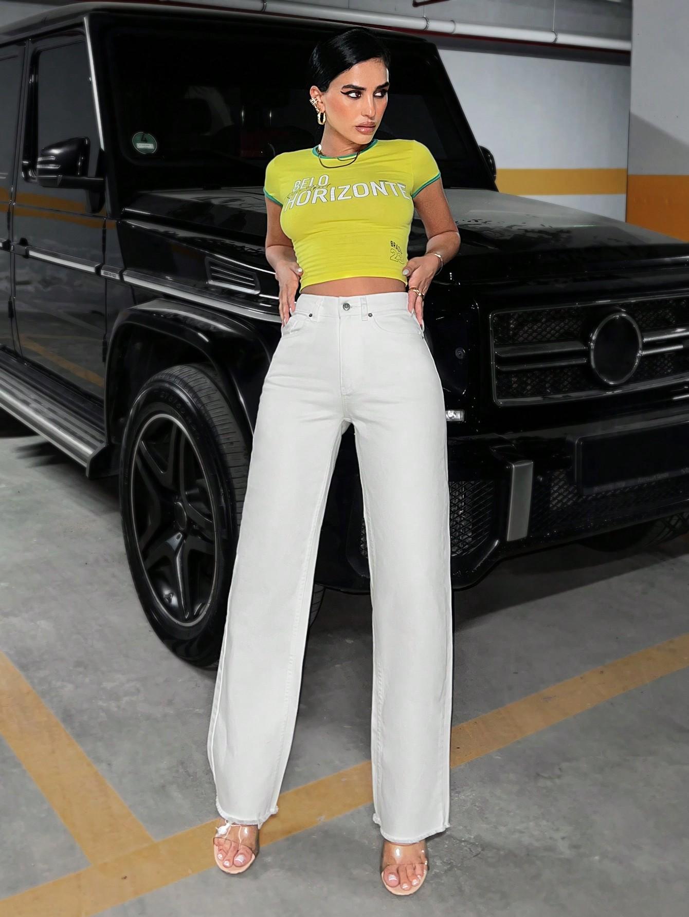 PROSTE SPODNIE JEANS ZAMEK