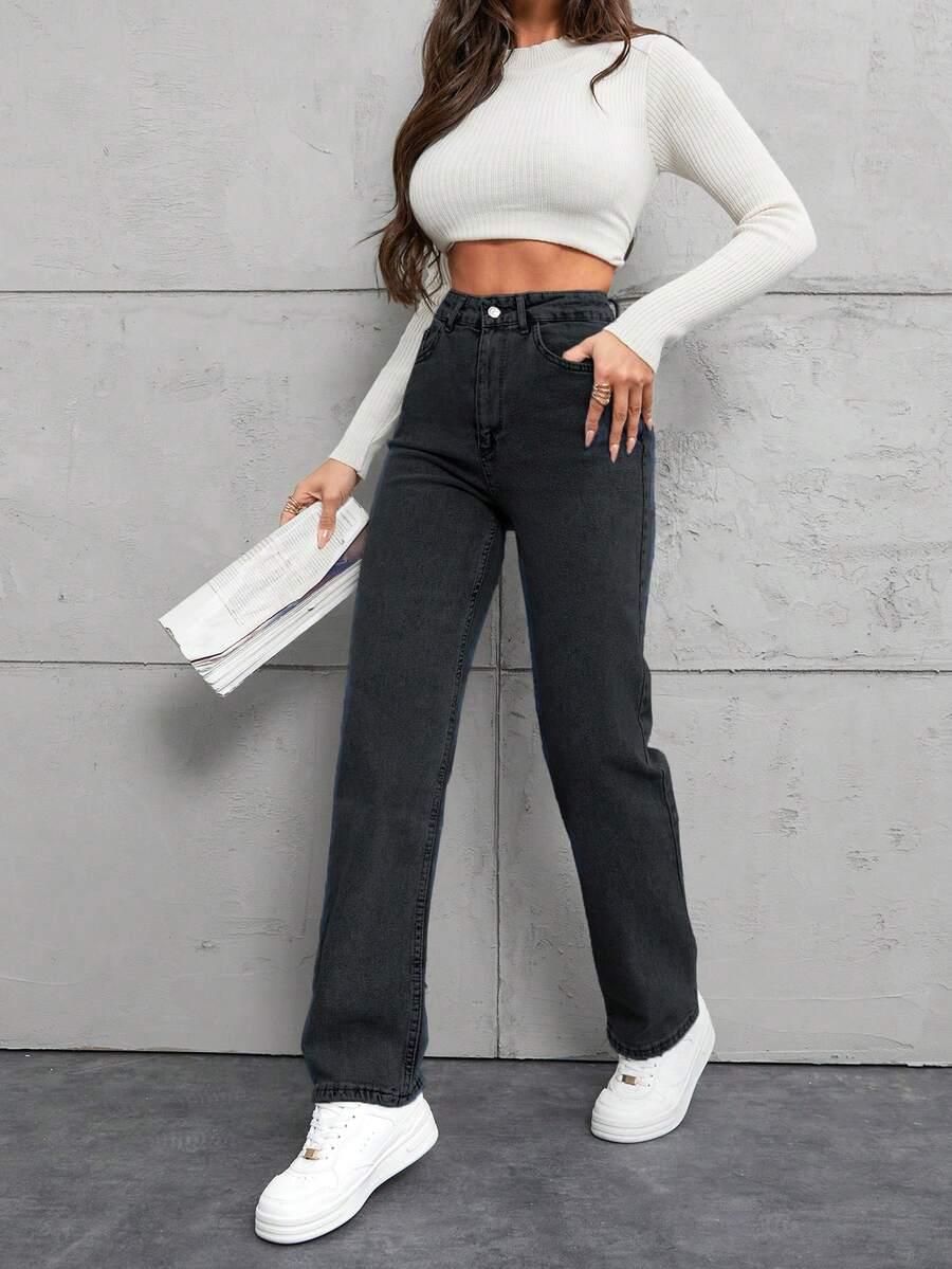 CZARNE SPODNIE JEANS