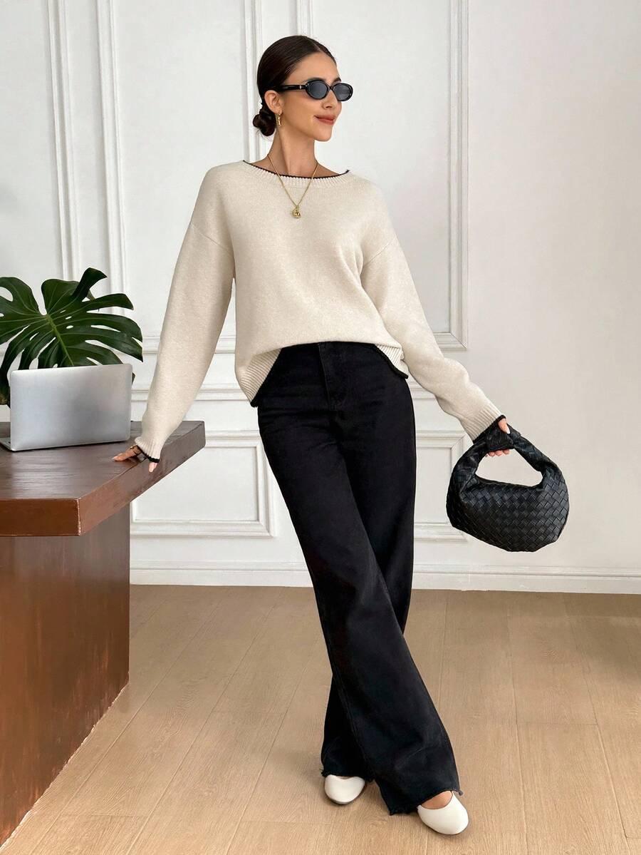 BEŻOWY SWETER CASUAL