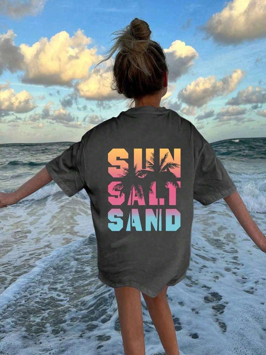 szary t-shirt print