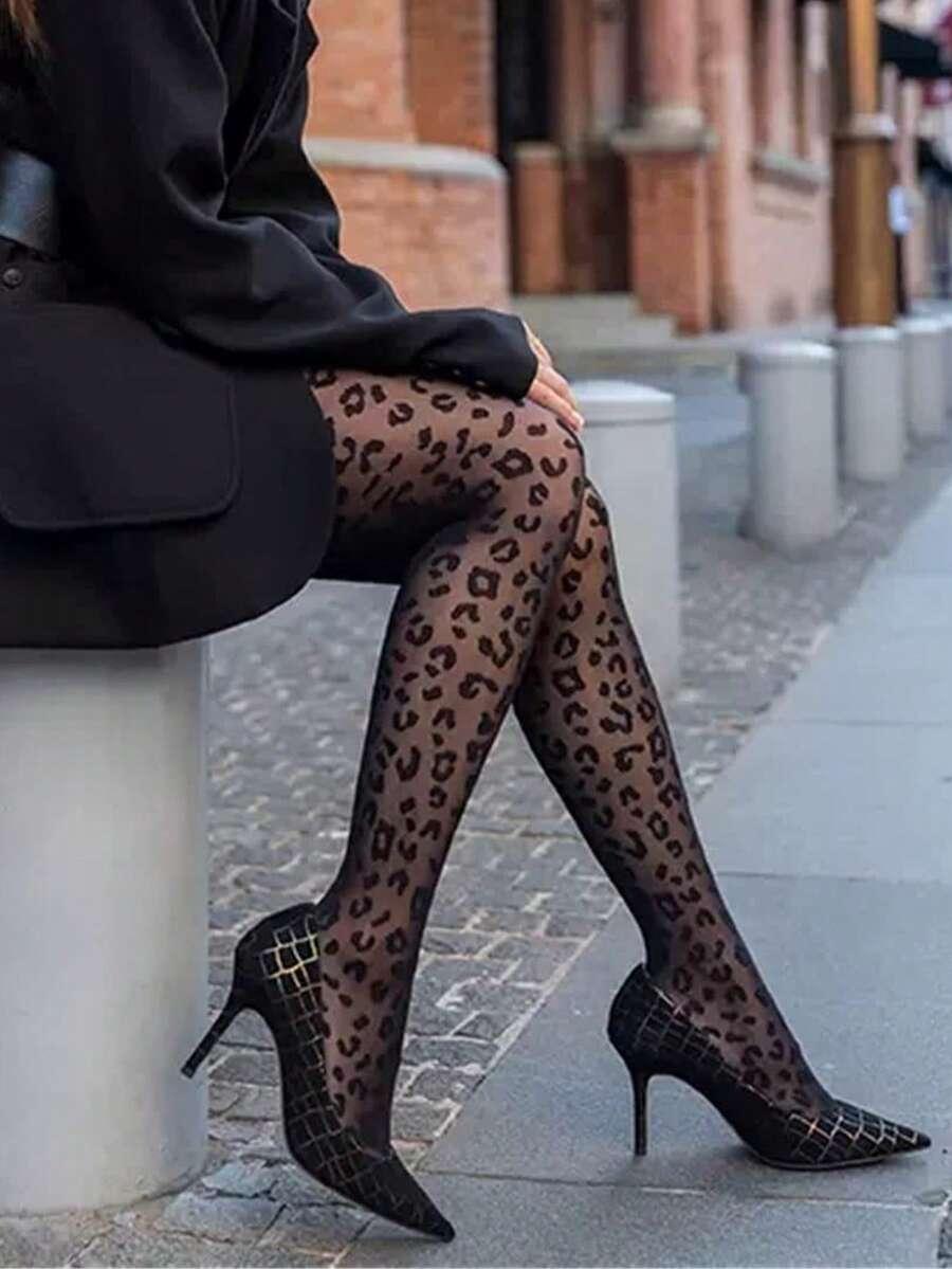 CZARNE RAJSTOPY ANIMAL PRINT 