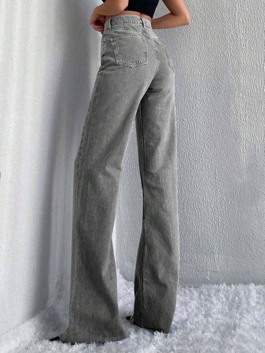 SPODNIE JEANS PROSTA NOGWAKA WYSOKI STAN 