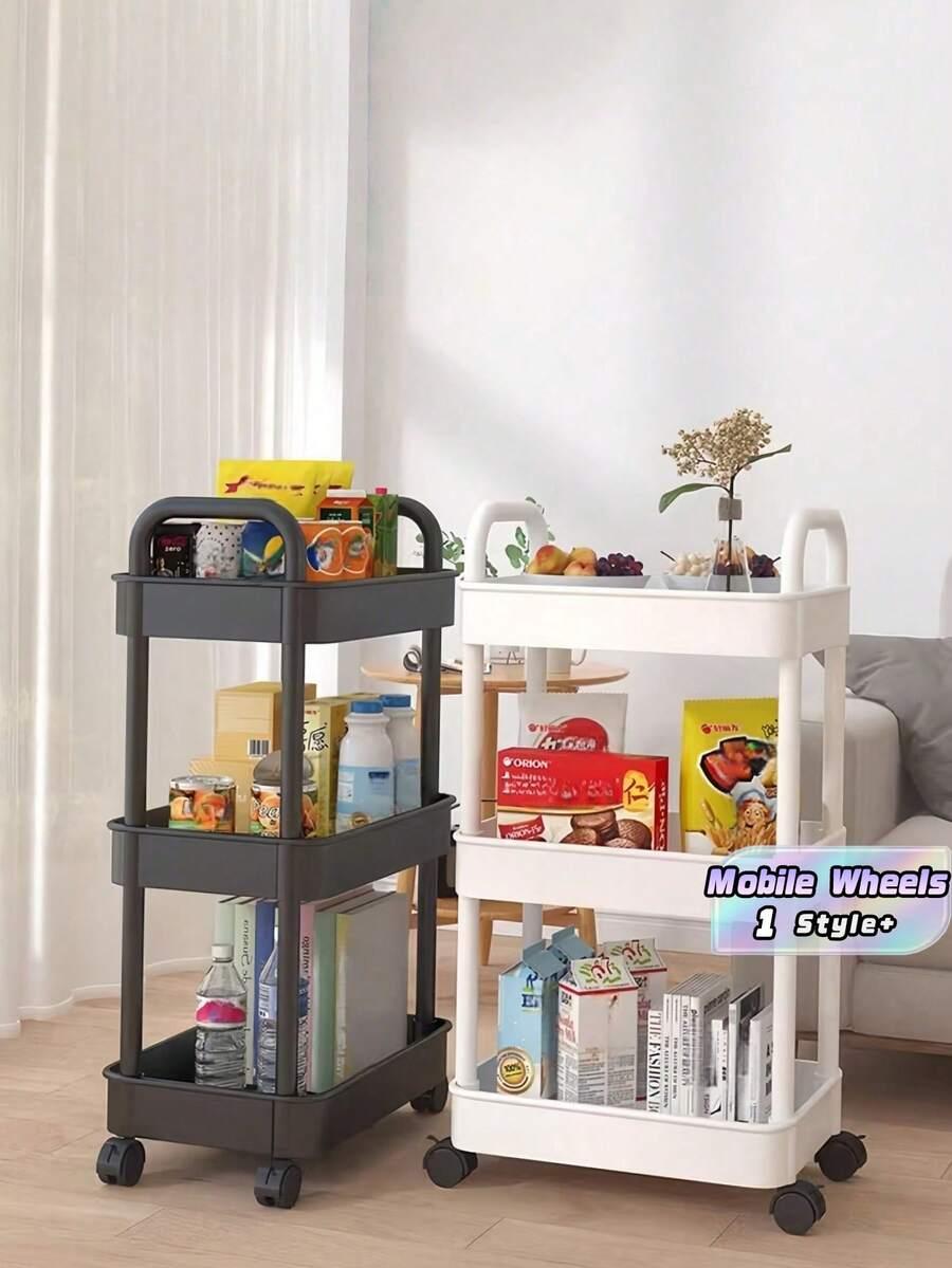 czarny wózek kuchenny na kółkach