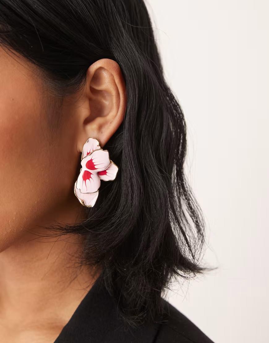 różowe kolczyki tekstura kwiaty