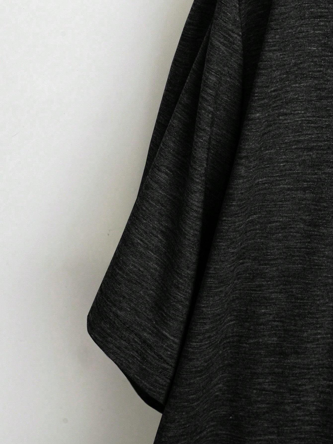 CZARNY T-SHIRT V-NECK