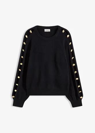 czarny sweter guziki 