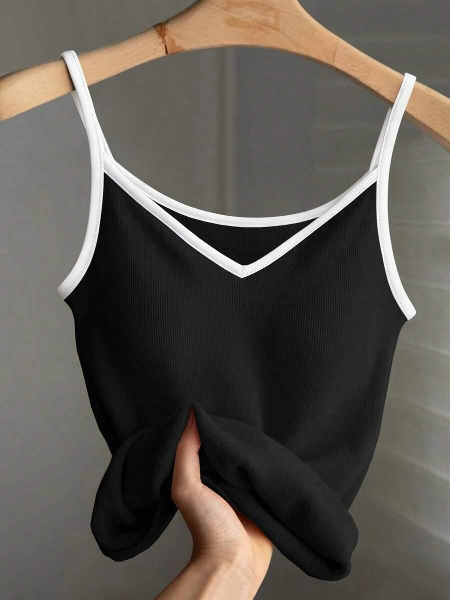 czarny top kontrast 