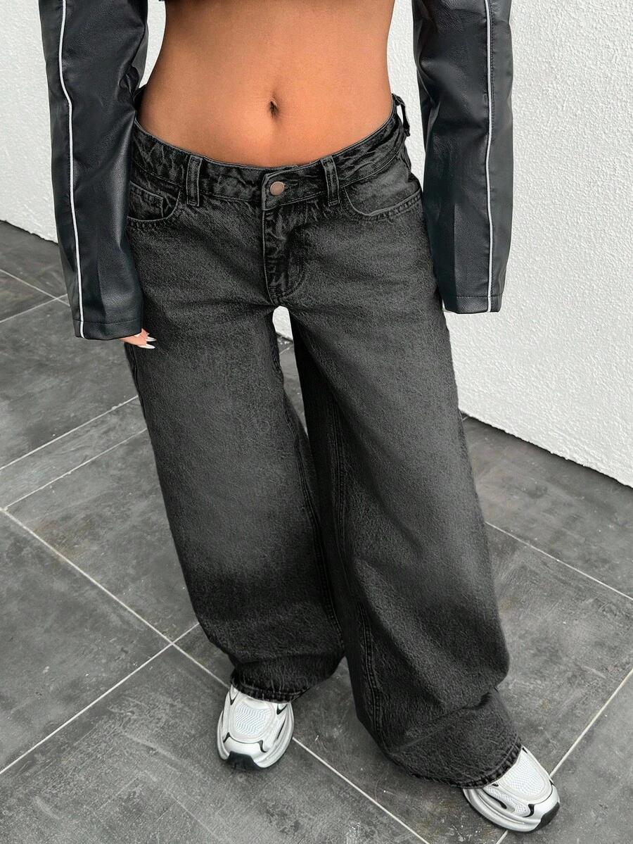 CZARNE SPODNIE JEANS